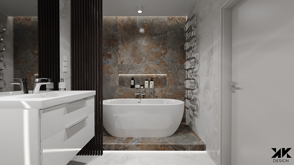 Elegancka łazienka z marmurowymi płytkami