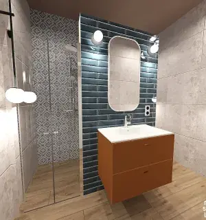 modna łazienka z płytkami