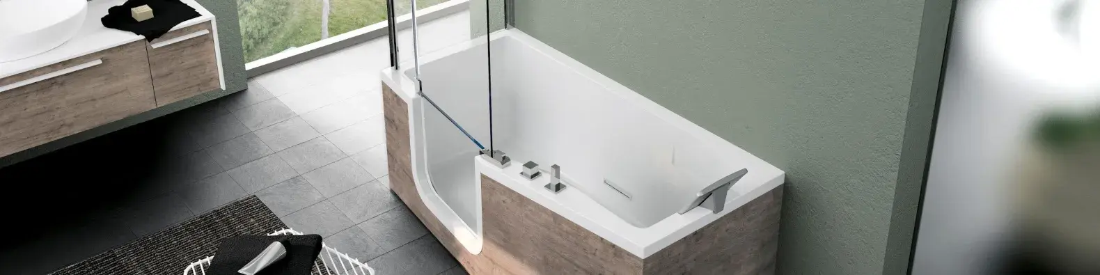 piękna i wygodna wanna z drzwiami