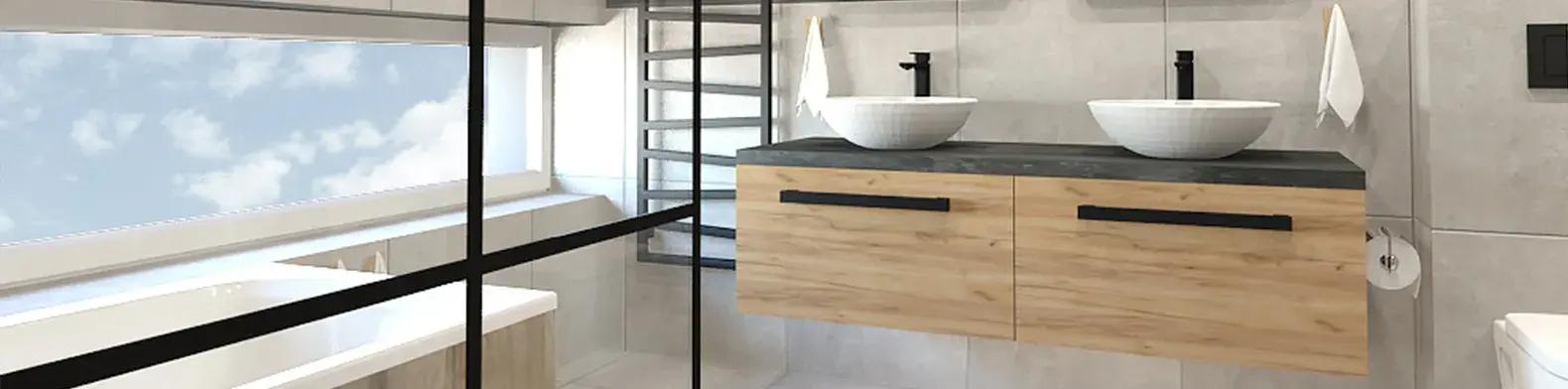 Minimalistyczna łazienka w naturalnych barwach