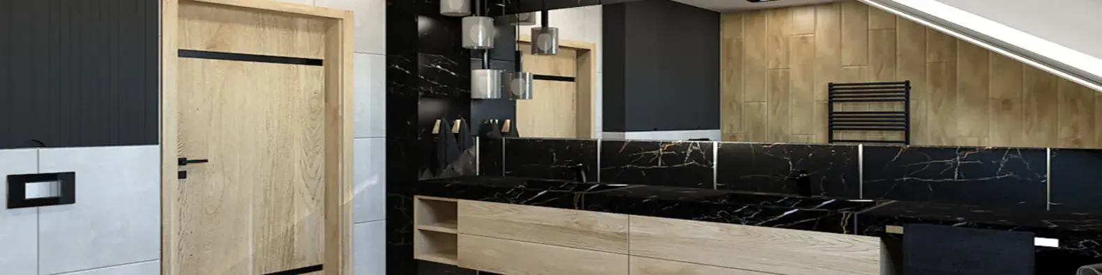 Łazienka z drewnianymi meblami