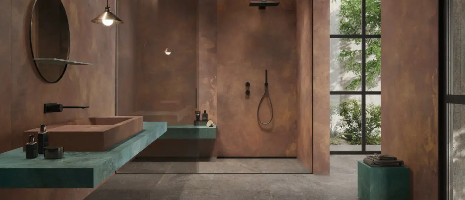 przestronna industrialna lazienka